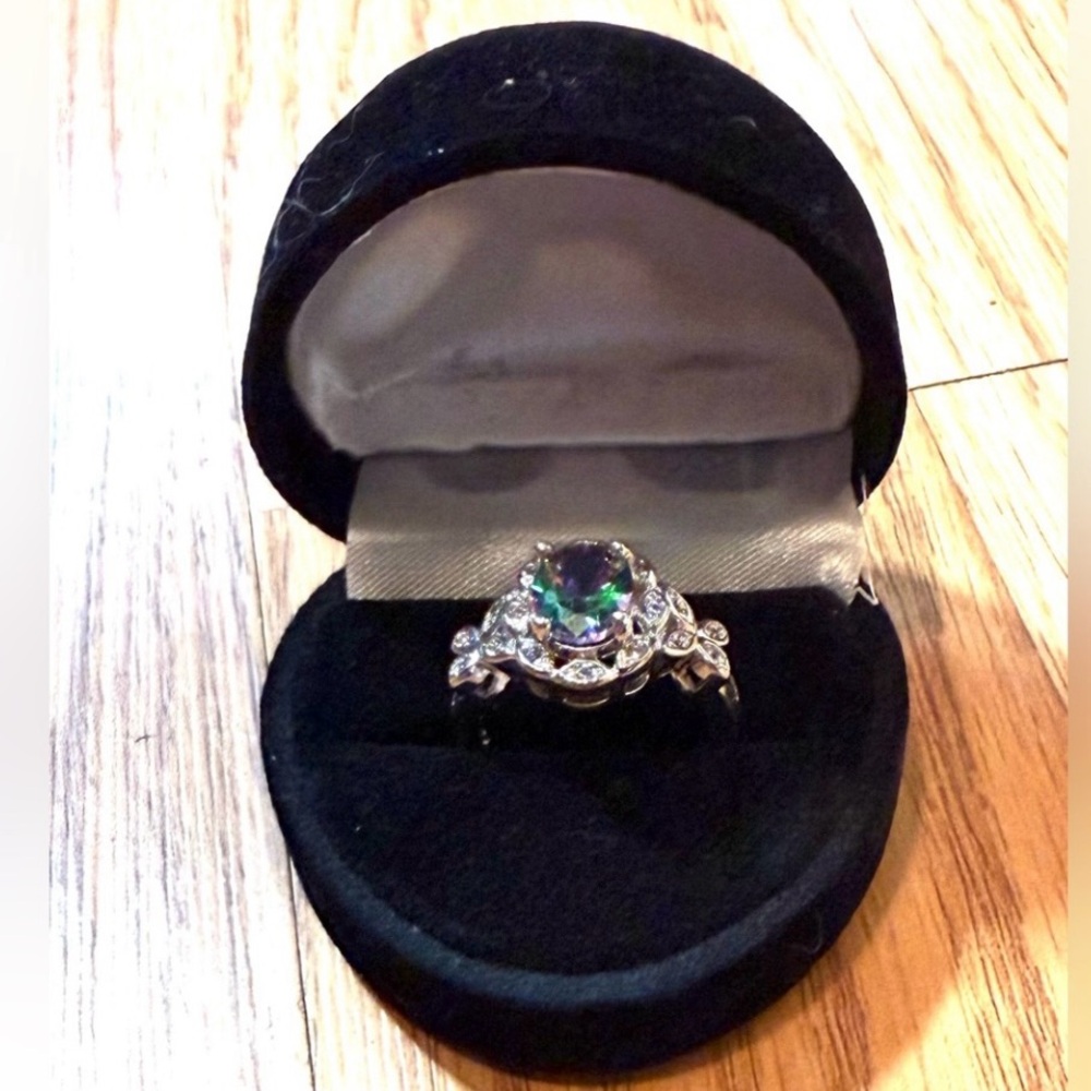 Women’s mystic topaz and cubic zirconia ring
